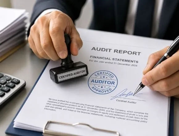 Certified audit report signed and stamped — Modest Consulting Services UAE free zone statutory audit